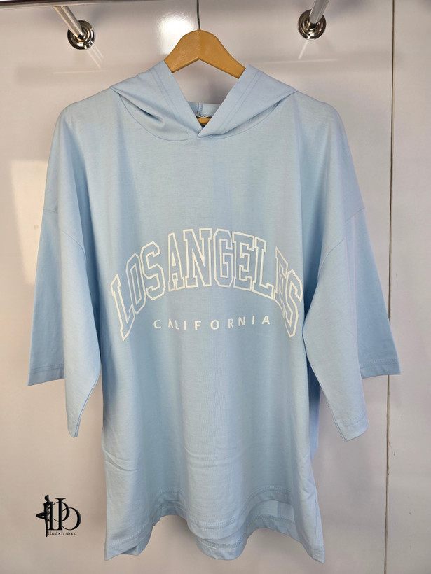 تیشرت باکسی کلاهدار LOS ANGELES برند ZARA
