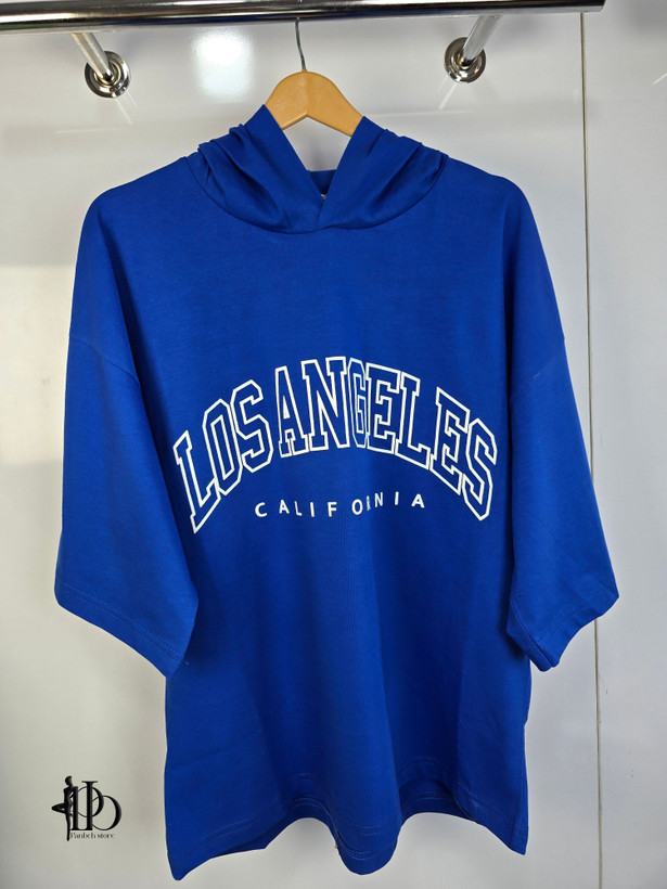 تیشرت باکسی کلاهدار LOS ANGELES برند ZARA