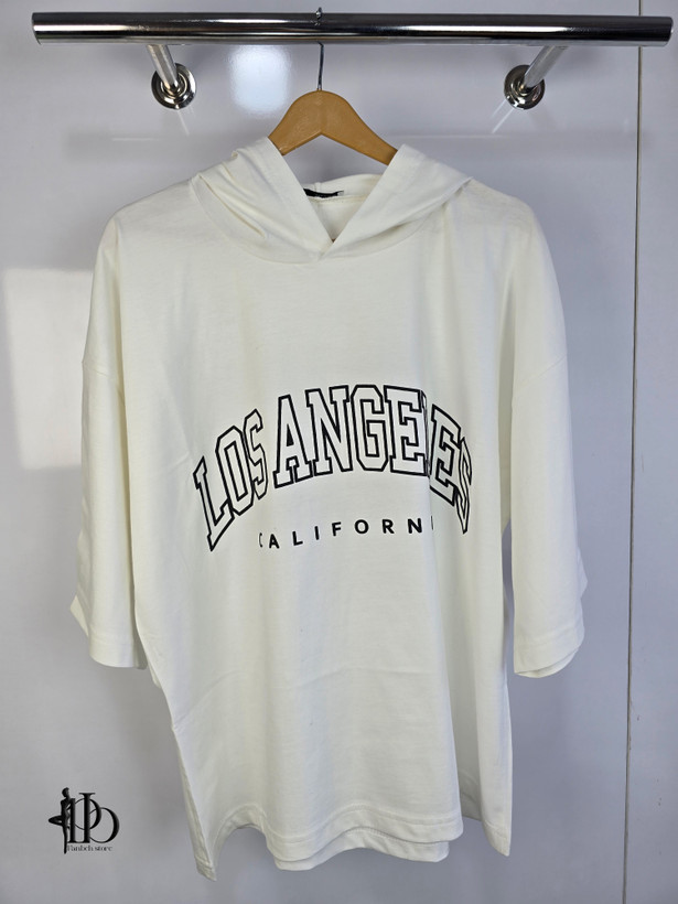 تیشرت باکسی کلاهدار LOS ANGELES برند ZARA