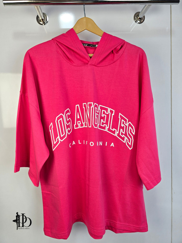 تیشرت باکسی کلاهدار LOS ANGELES برند ZARA