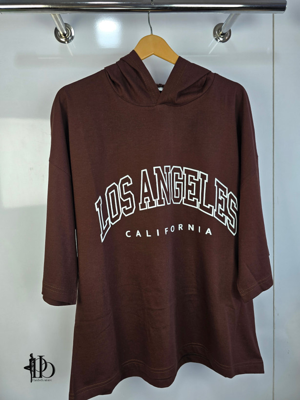 تیشرت باکسی کلاهدار LOS ANGELES برند ZARA
