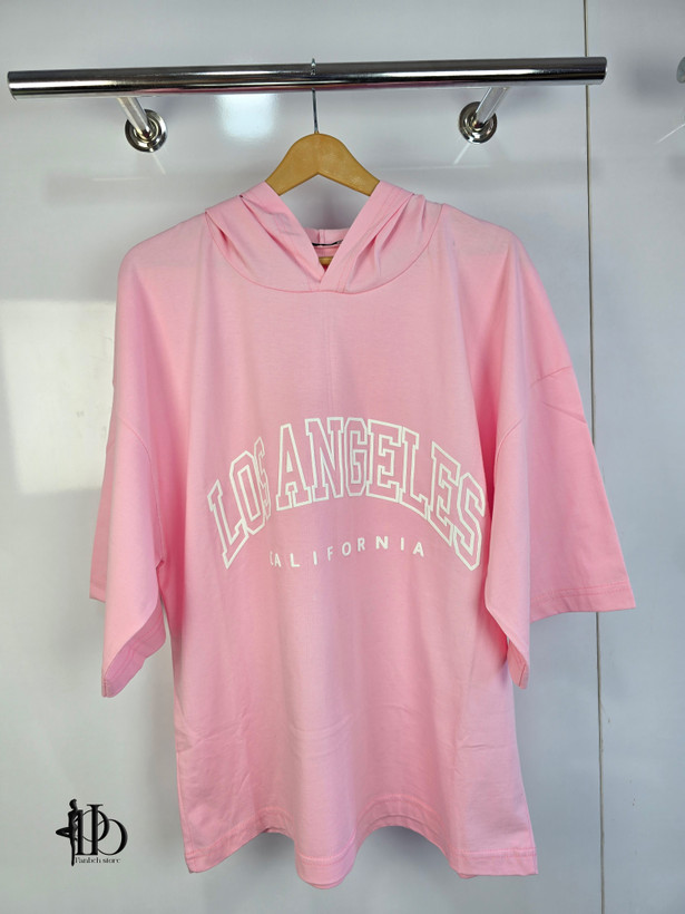 تیشرت باکسی کلاهدار LOS ANGELES برند ZARA