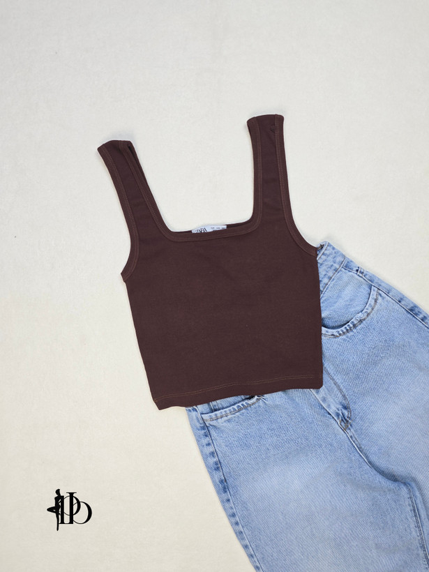 تاپ یقه خشتی کبریتی برند ZARA