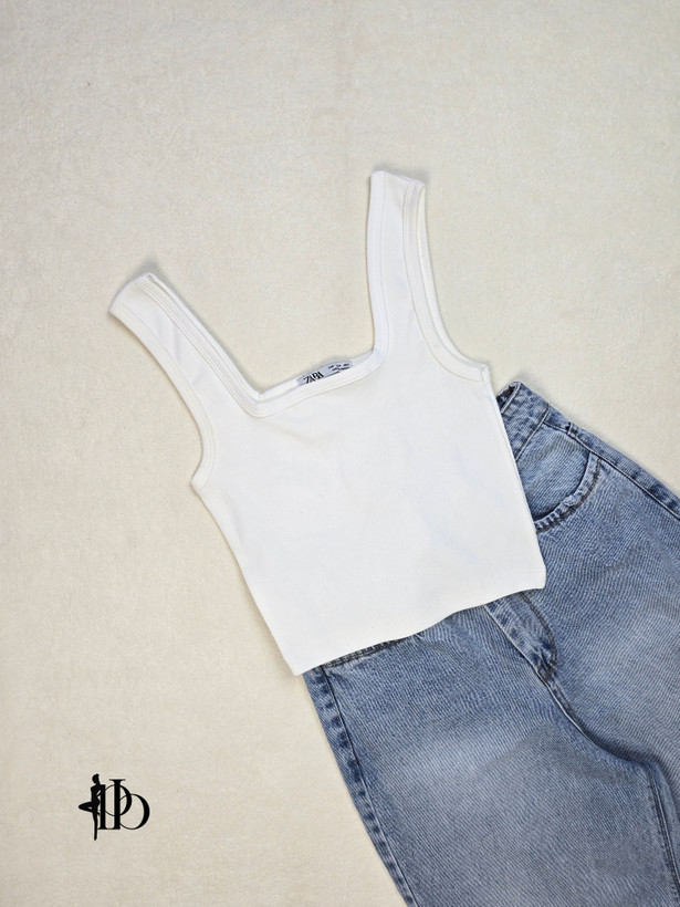 تاپ یقه خشتی کبریتی برند ZARA